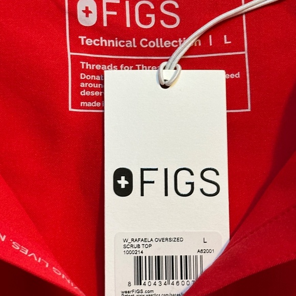 FIGS Rafaela Scrub Top | Pop of Red | NWT | Size L - Picture 2 of 5